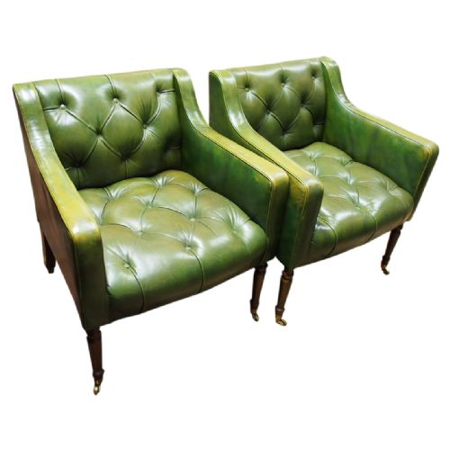 Pair of George III Style Leather Chairs