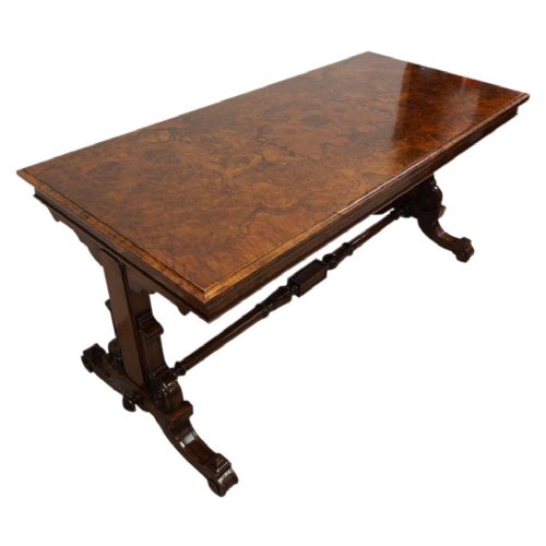 Victorian Walnut and Burr Walnut Library Table