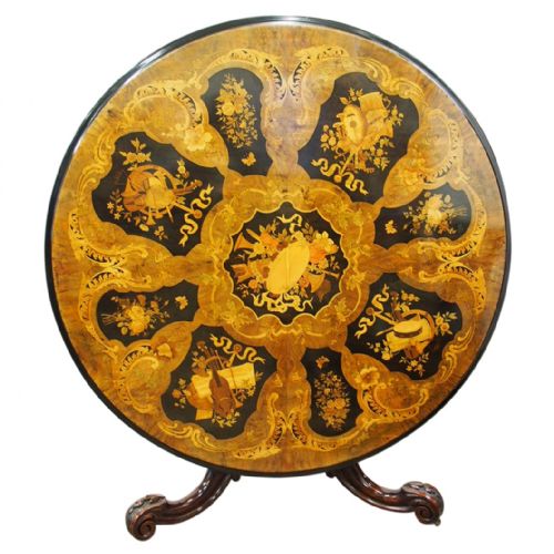 Mahogany and Marquetry Inlaid Breakfast Table