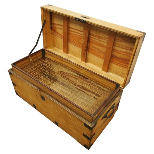 Victorian Camphor Wood and Brass Military Trunk