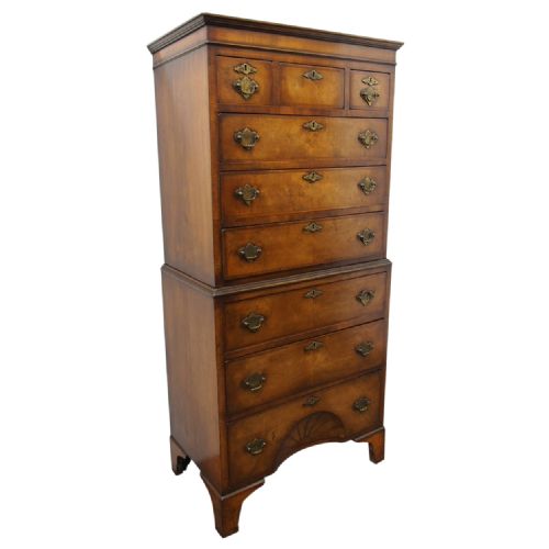Neat Early Georgian Style Walnut Chest on Chest
