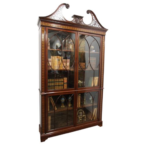 
Chippendale Style Inlaid and Glazed Cabinet Bookcase
