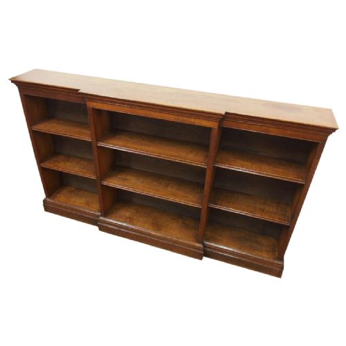 Mid Victorian Oak Breakfront Bookcase