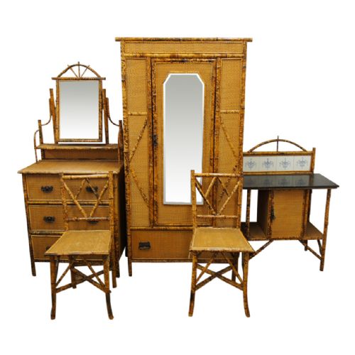 5 Piece Bamboo and Rattan Bedroom Suite