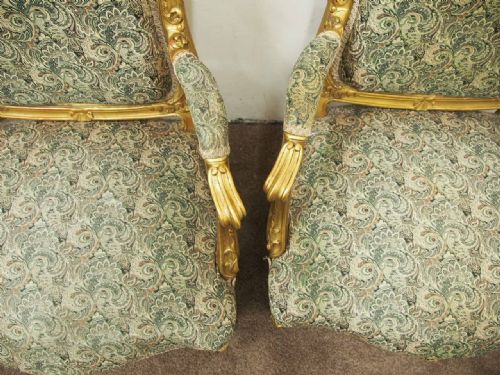 PAIR OF LOUIS XV CARVED AND GILTWOOD ARMCHAIRS - ADDITIONAL PHOTO 6