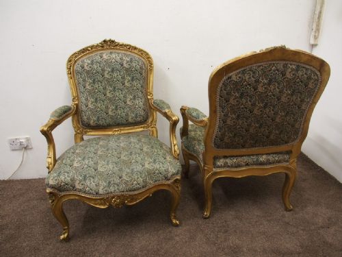 PAIR OF LOUIS XV CARVED AND GILTWOOD ARMCHAIRS - ADDITIONAL PHOTO 15