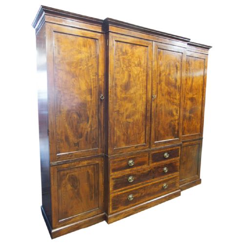 Late George IV Mahogany and Inlaid Wardrobe