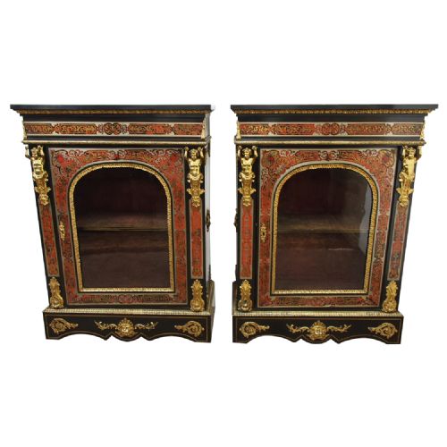 Rare Pair of Napoleon III Boulle Cabinets