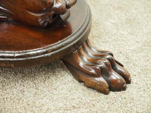 CARVED MAHOGANY REVOLVING GROTTO STOOL - ADDITIONAL PHOTO 5