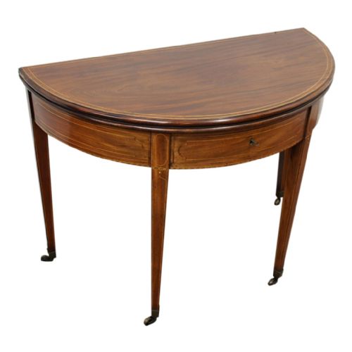 Scottish Mahogany and Inlaid Foldover Table