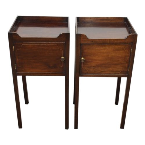 Rare Pair of George III Style Inlaid Mahogany Lockers