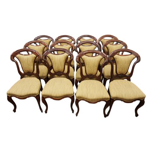 Set of 12 Victorian Mahogany Dining Chairs