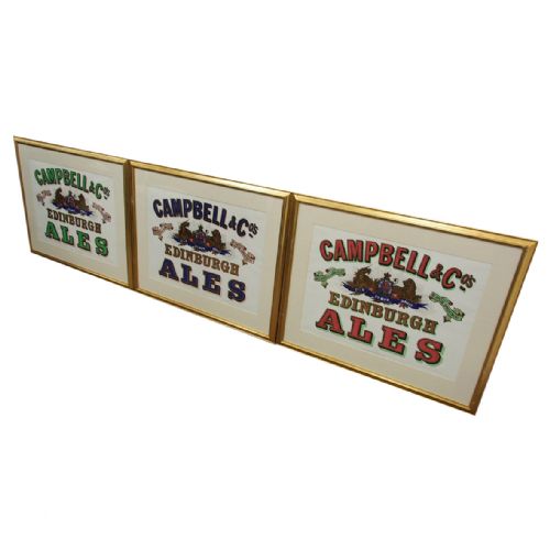 Set of 3 Pub Advertising Prints for Campbell and Co., Edinburgh Ales