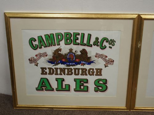 fig 1. Set of 3 Pub Advertising Prints for Campbell and Co., Edinburgh Ales