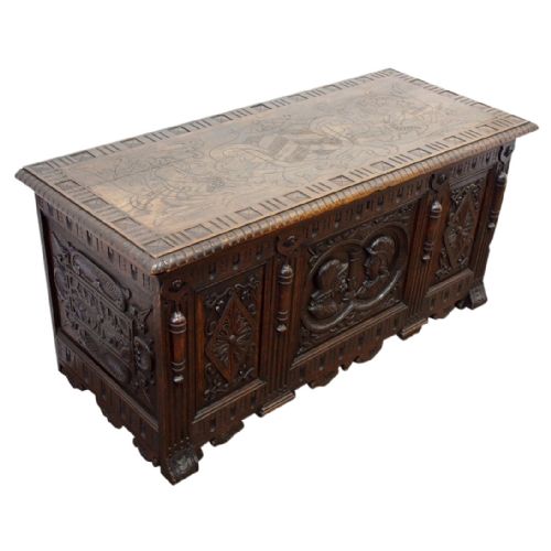 Renaissance Style Oak Coffer or Trunk