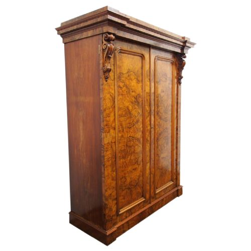 Mid Victorian Burr Walnut 2 Door Wardrobe