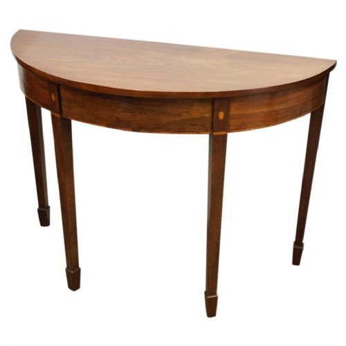 George III Inlaid Mahogany Demi Lune Side Table

