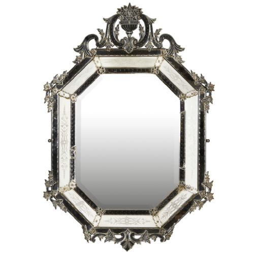 Large Venetian Etched Glass Wall Mirror