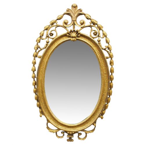 Mid Victorian Carved Giltwood Oval Wall Mirror