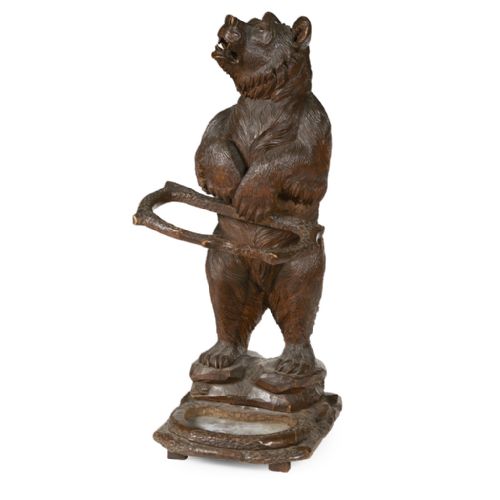 Large Black Forest Carved Bear Stick Stand

