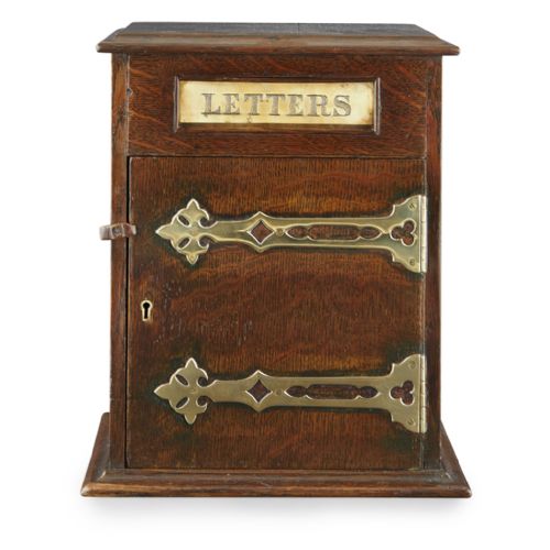 Neat Oak and Brass Victorian Letter Box
