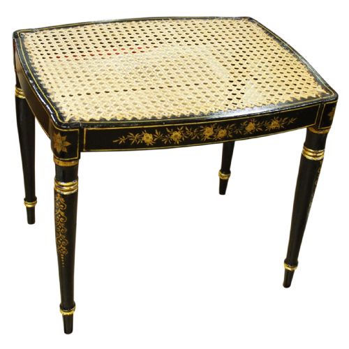 Regency Style Ebonised and Painted Stool
