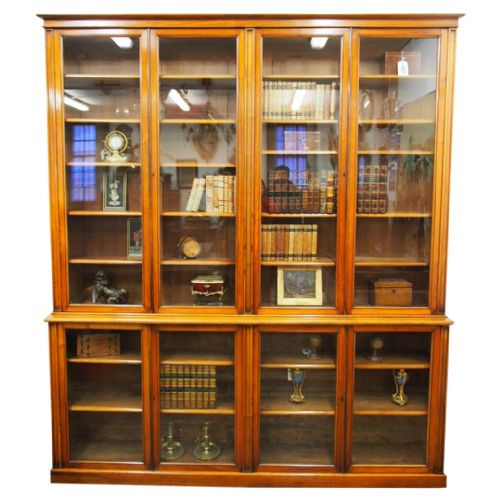 Victorian Red Walnut Cabinet Bookcase
