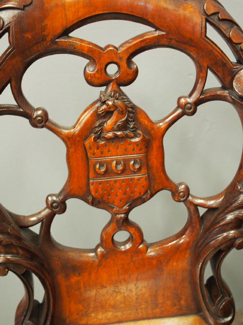 SET OF 3 VICTORIAN MAHOGANY HERALDIC HALL CHAIRS - ADDITIONAL PHOTO 7