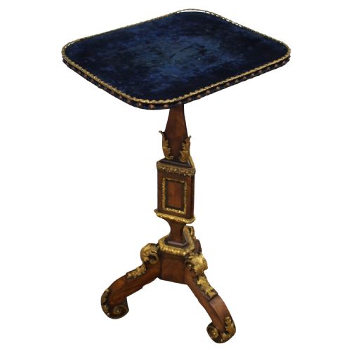 Victorian Kingwood and Blue Velvet Occasional Table