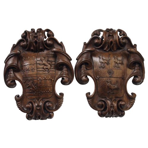 Victorian Carved Shield Plaques