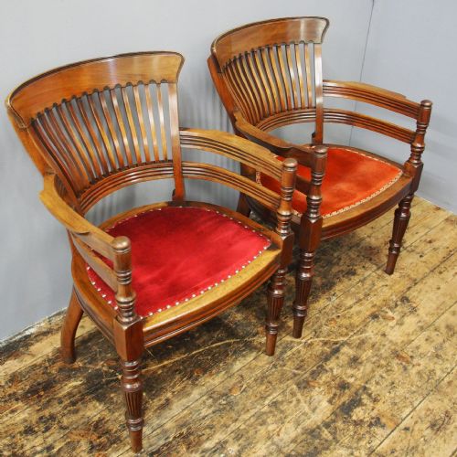 Pair of Edwardian Mahogany Office Chairs