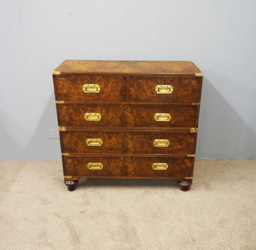Victorian Walnut and Burr Walnut Military Chest
