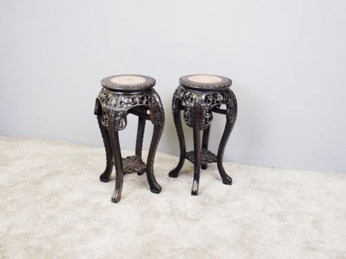 PAIR OF NEAT CHINESE ROSEWOOD PLANT STANDS - ADDITIONAL PHOTO 1