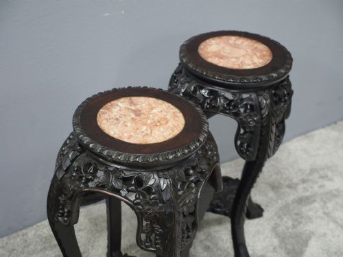 PAIR OF NEAT CHINESE ROSEWOOD PLANT STANDS - ADDITIONAL PHOTO 2