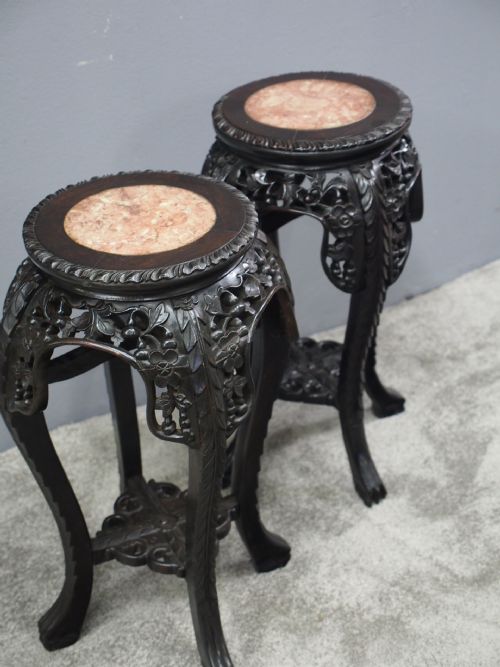 PAIR OF NEAT CHINESE ROSEWOOD PLANT STANDS - ADDITIONAL PHOTO 3