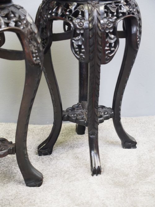 PAIR OF NEAT CHINESE ROSEWOOD PLANT STANDS - ADDITIONAL PHOTO 4