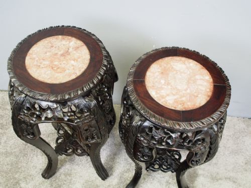 PAIR OF NEAT CHINESE ROSEWOOD PLANT STANDS - ADDITIONAL PHOTO 5
