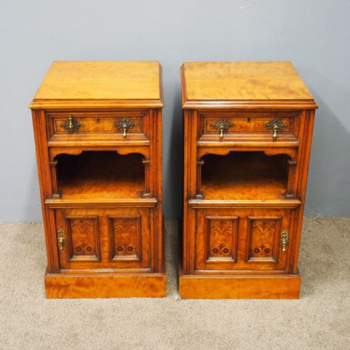 Pair of Satinwood and Inlaid Bedside Cabinets