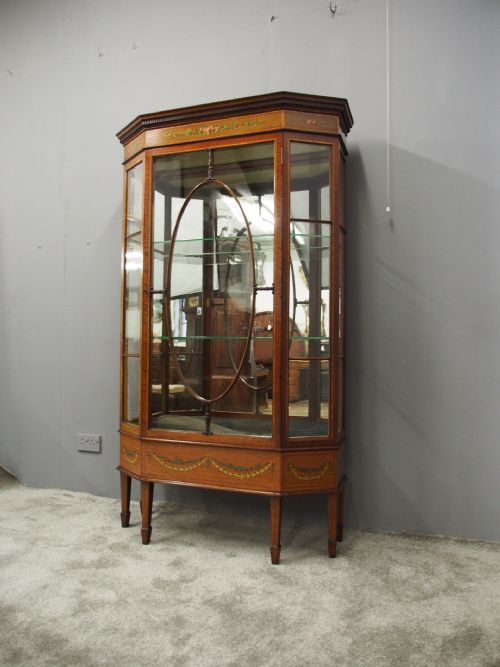 SHERATON STYLE INLAID AND PAINTED DISPLAY CABINET - ADDITIONAL PHOTO 2