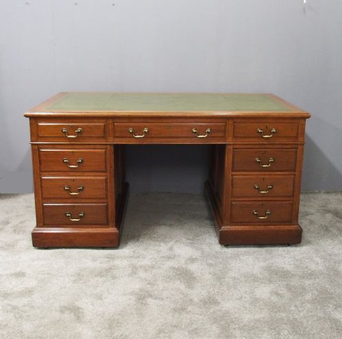 Large Edwardian Walnut Pedestal Desk
