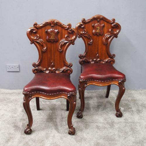 Pair of George IV Carved Mahogany Hall Chairs
