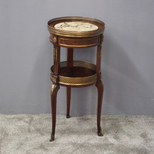 French Brass and Mahogany Two Tier Occasional Table