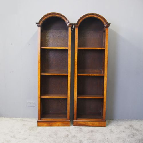 Pair of Tall Walnut Open Bookcases