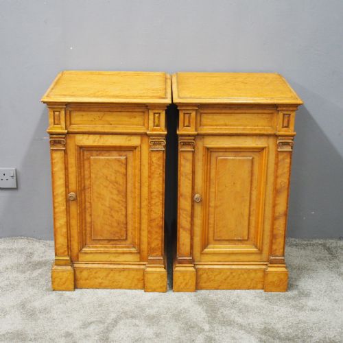 Pair of Birds Eye Maple Victorian Pedestals or Lockers