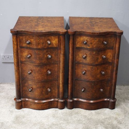 Pair of Victorian Burr Walnut Bedsides or Lockers