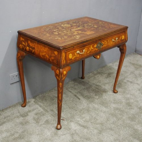 Dutch Marquetry Inlaid Mahogany Side Table