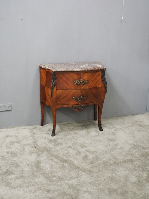 FRENCH KINGWOOD AND PINK MARBLE TOP COMMODE - ADDITIONAL PHOTO 1
