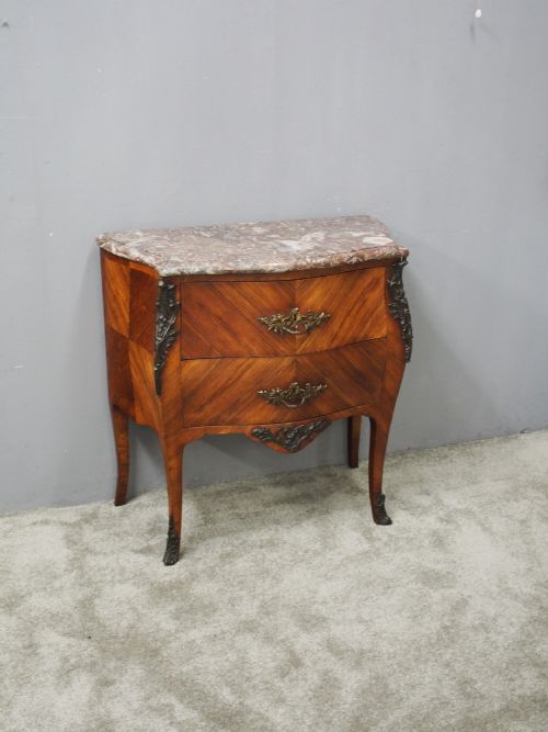 FRENCH KINGWOOD AND PINK MARBLE TOP COMMODE - ADDITIONAL PHOTO 3