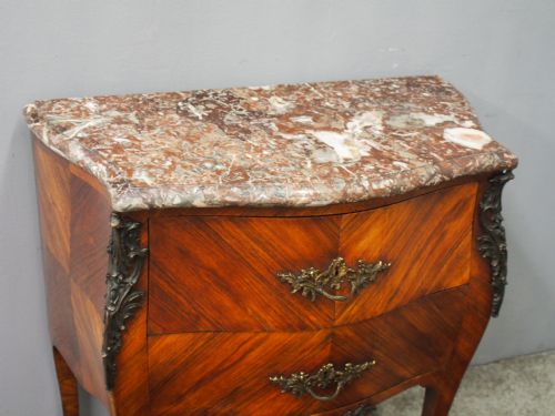 FRENCH KINGWOOD AND PINK MARBLE TOP COMMODE - ADDITIONAL PHOTO 4