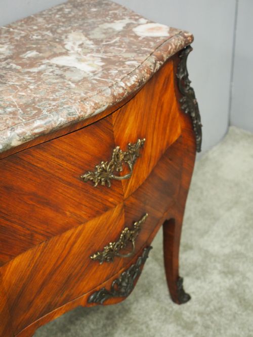FRENCH KINGWOOD AND PINK MARBLE TOP COMMODE - ADDITIONAL PHOTO 5